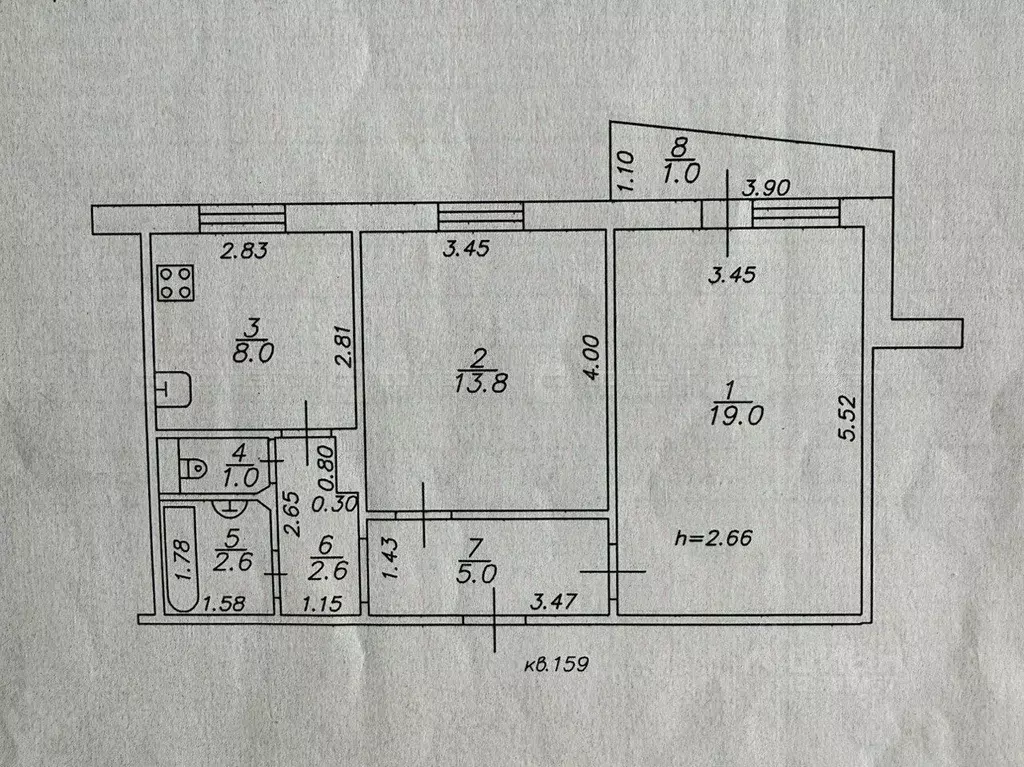 2-к кв. Татарстан, Казань ул. Академика Глушко, 7 (52.0 м) - Фото 2
