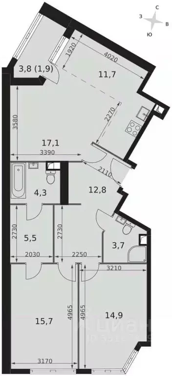 3-к кв. Москва ул. Академика Волгина, 2К1 (87.6 м) - Фото 1