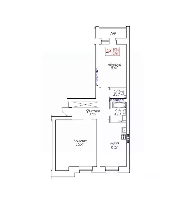 2-к кв. Вологодская область, Череповец Устюженская ул., 14 (73.95 м) - Фото 1