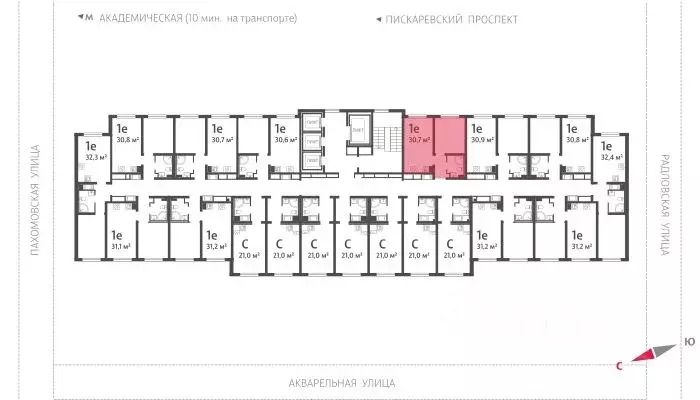 1-к кв. Санкт-Петербург ул. Пахомовская, 12к2 (30.5 м) - Фото 1