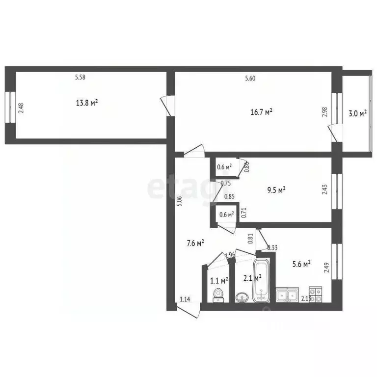 3-к кв. Самарская область, Самара Вольская ул., 57 (58.5 м) - Фото 1