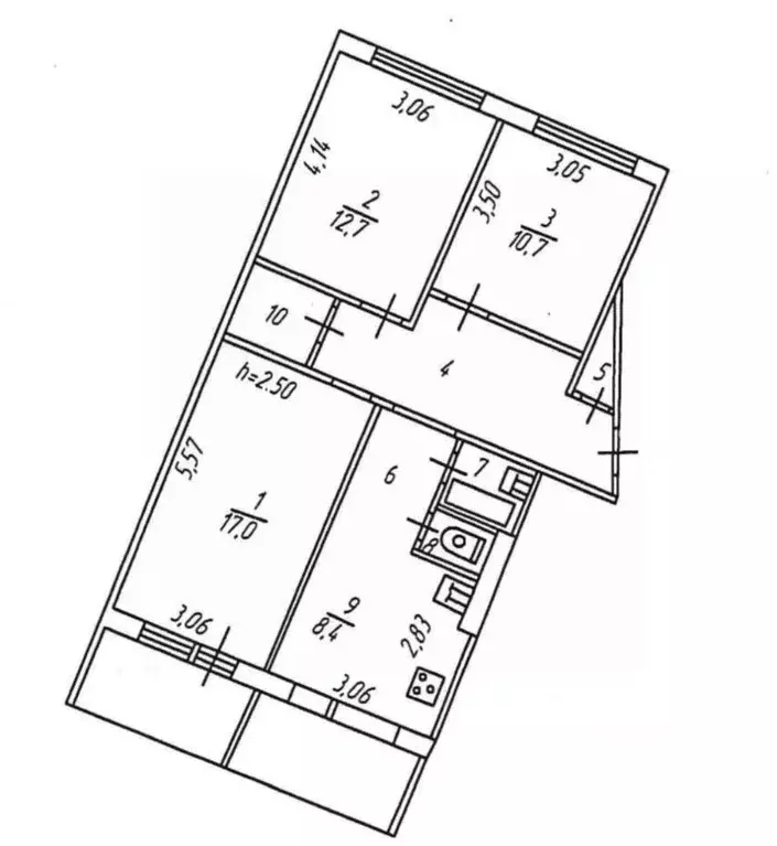 3-к кв. Мурманская область, Мурманск Скальная ул., 13А (69.2 м) - Фото 2