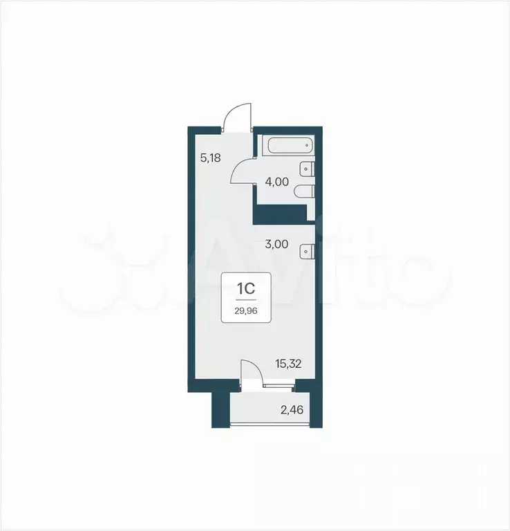 Апартаменты-студия, 30 м, 16/25 эт. - Фото 0