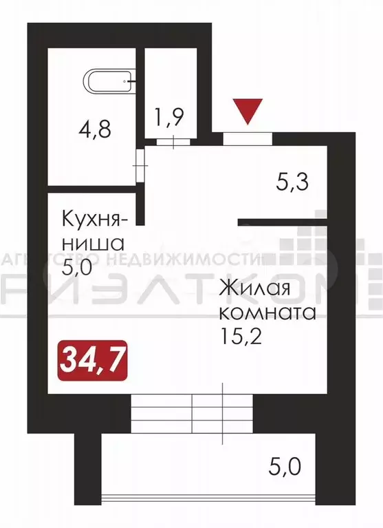 1-к. квартира, 39,7 м, 7/9 эт. - Фото 0