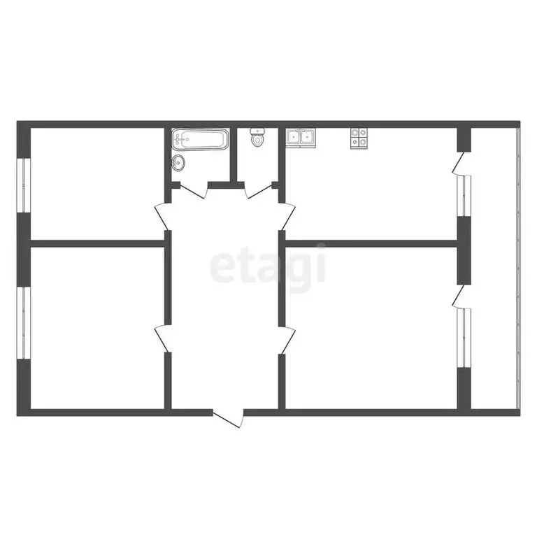 3-комнатная квартира: Туринск, улица Чкалова, 64 (53.3 м) - Фото 0