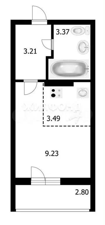 Квартира-студия, 19,4 м, 6/17 эт. - Фото 0