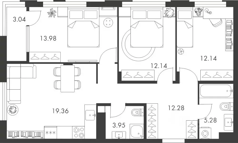 3-к кв. Тульская область, Тула ул. Карпова, 103А (82.17 м) - Фото 0