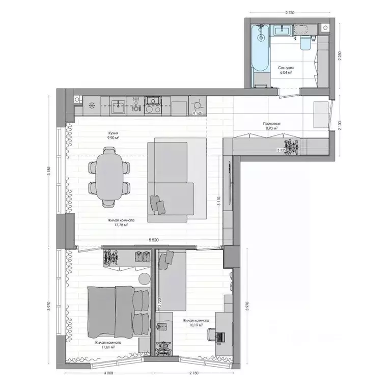 3-к кв. Приморский край, Владивосток ул. Нейбута (66.9 м) - Фото 1