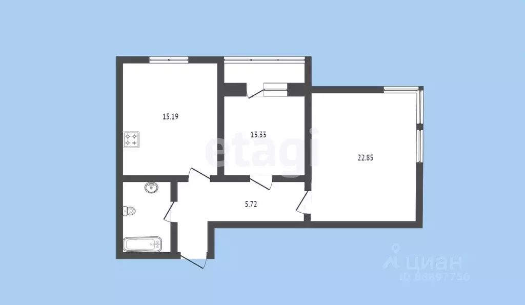 2-к кв. Карачаево-Черкесия, Черкесск ул. Космонавтов, 22Б (61.0 м) - Фото 1