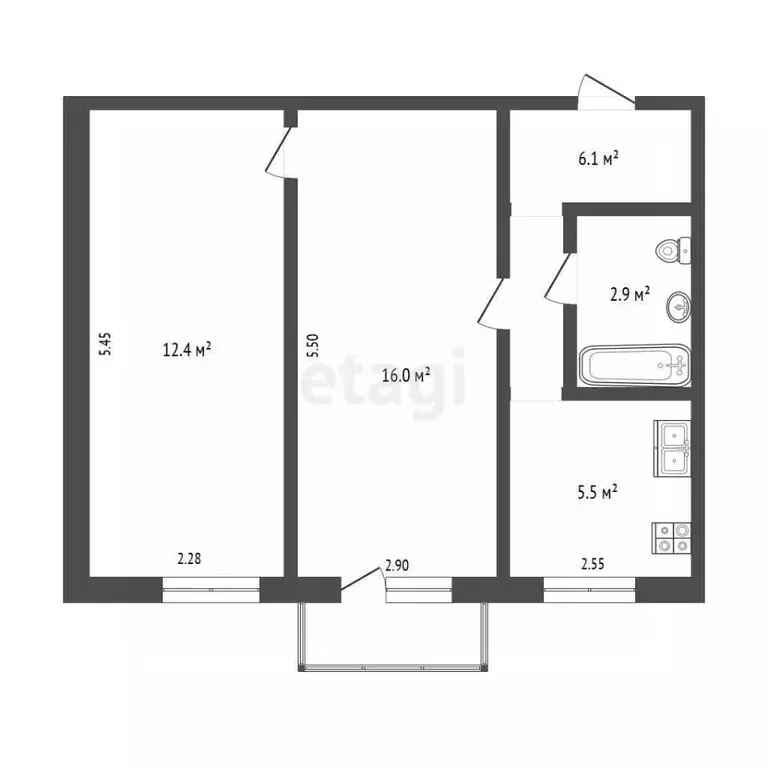 2-к кв. Омская область, Омск Московка мкр, ул. Ишимская, 20 (42.9 м) - Фото 2