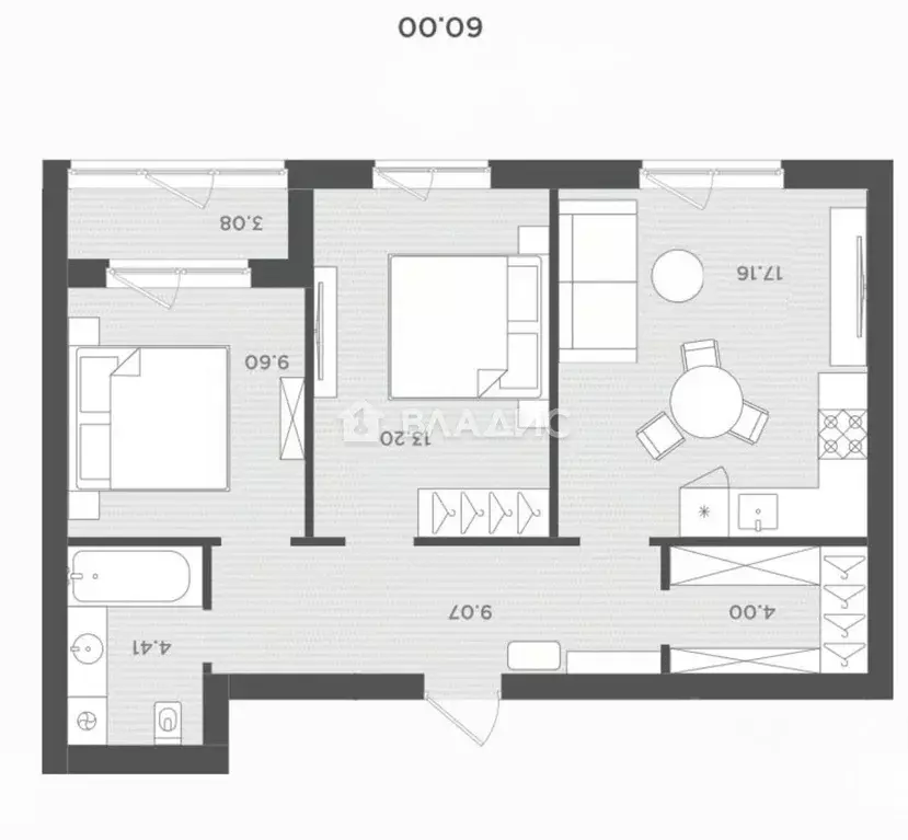 2-к кв. Калининградская область, Гурьевский муниципальный округ, пос. ... - Фото 2