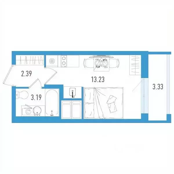 Студия Санкт-Петербург дор. Муринская, 67 (19.81 м) - Фото 0