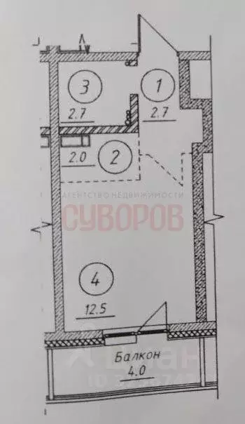 1-к кв. Иркутская область, Ангарск 34-й мкр, 55 (23.9 м) - Фото 0