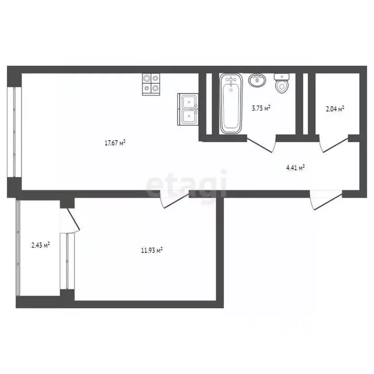 1-к кв. Тюменская область, Тюмень ул. Щербакова, 136 (40.4 м) - Фото 1