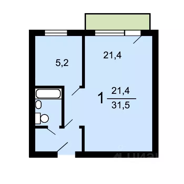 1-к кв. Москва Жигулевская ул., 5К6 (31.5 м) - Фото 0