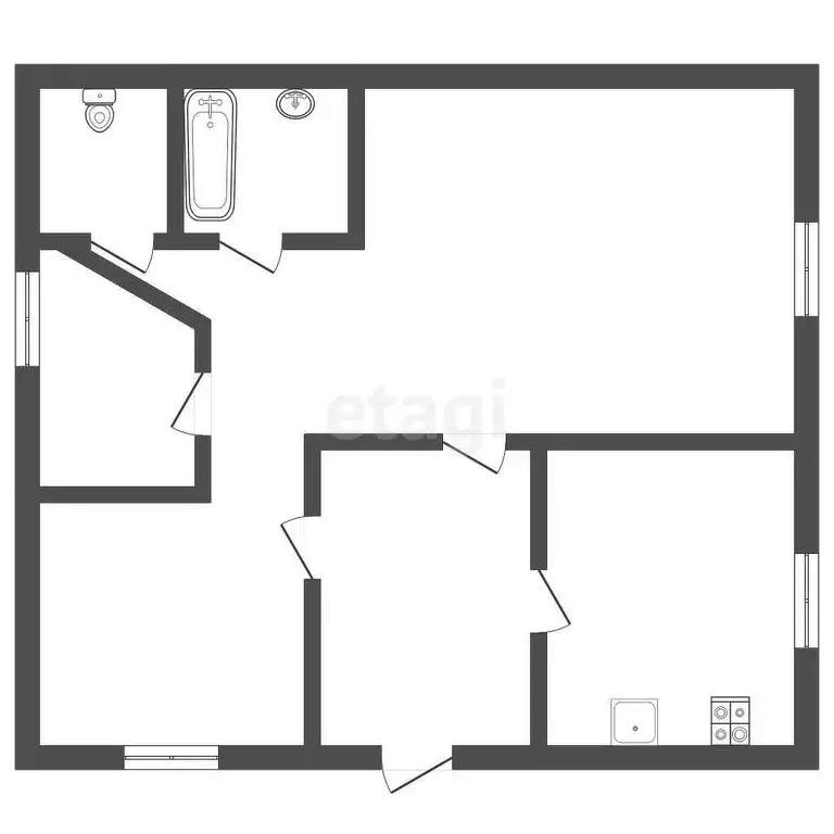Квартира, 3 комнаты, 56.6 м - Фото 0