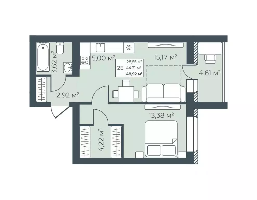 2-к кв. Воронежская область, Бобров  (48.92 м) - Фото 1