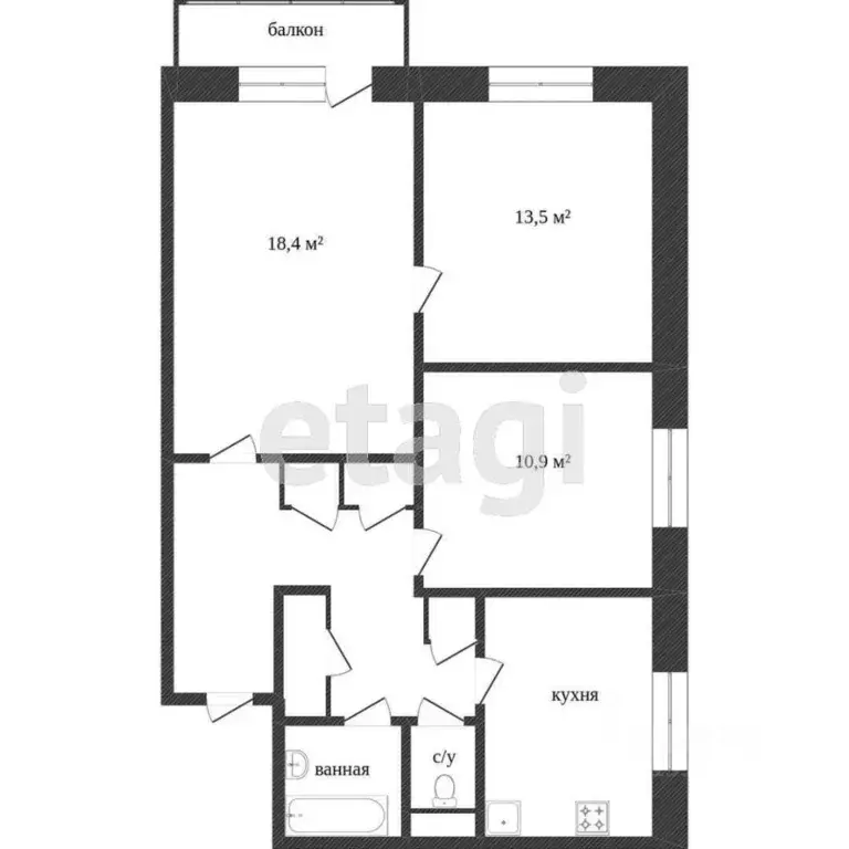 3-к кв. Красноярский край, Норильск Югославская ул. (69.5 м) - Фото 1