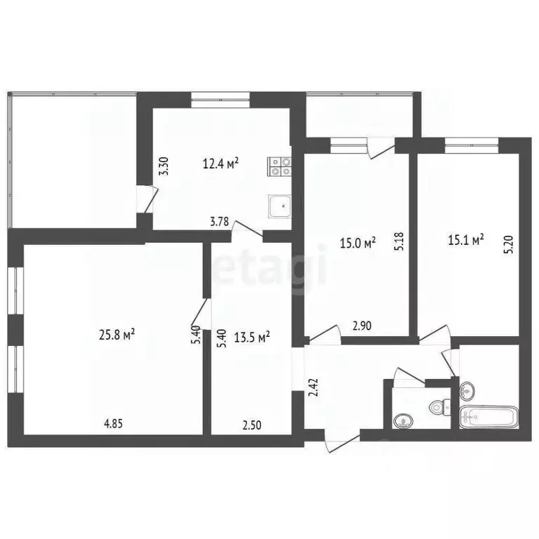 3-к кв. Белгородская область, Белгород ул. Мичурина, 41а (102.5 м) - Фото 2