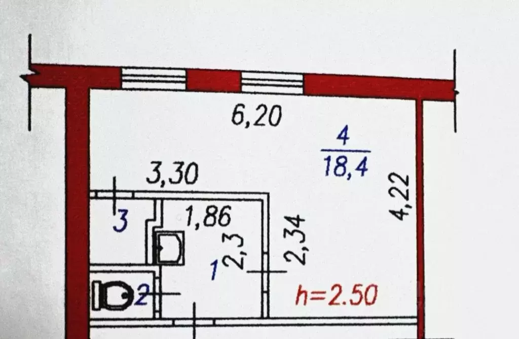 1-к кв. Кемеровская область, Новокузнецк ул. Клименко, 21 (25.3 м) - Фото 2