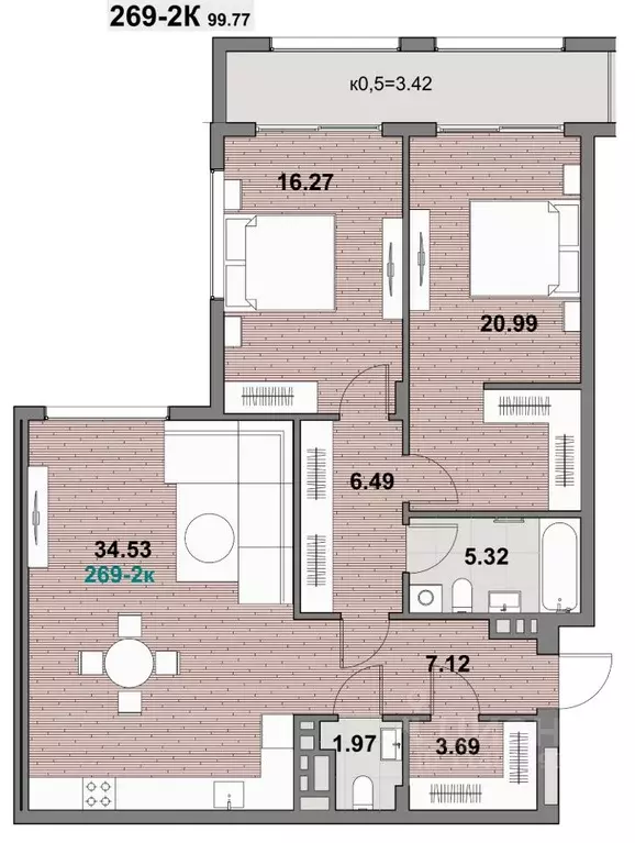 2-к кв. Калининградская область, Зеленоградск ул. Гагарина (100.68 м) - Фото 1