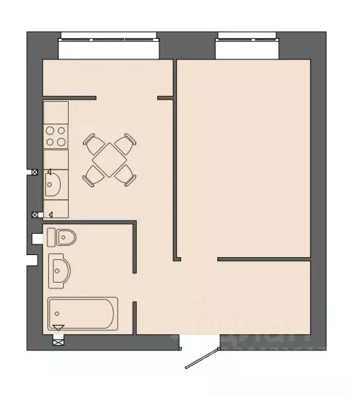 1-к кв. Волгоградская область, Волгоград ул. Дегтярева, 19 (40.94 м) - Фото 1