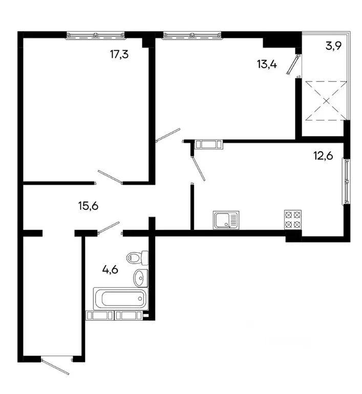 2-к кв. Крым, Симферополь ул. Трубаченко, 21 (67.4 м) - Фото 0