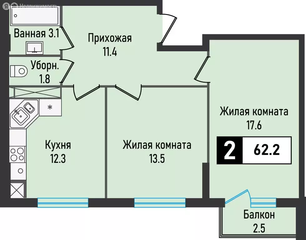2-комнатная квартира: посёлок Иноземцево, улица Рядового Панченко, ... - Фото 0