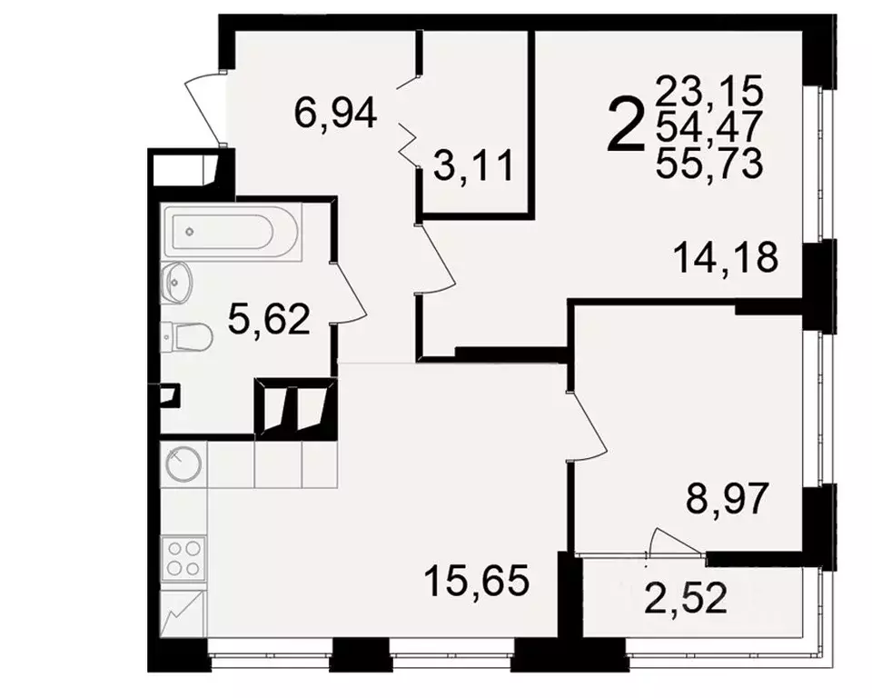 2-к кв. Рязанская область, Рязань ул. Чкалова (54.47 м) - Фото 1