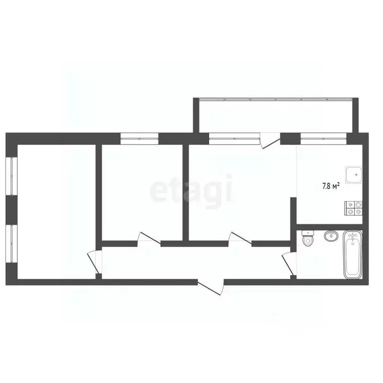 3-к кв. Тюменская область, Тюмень ул. Прокопия Артамонова, 15 (72.9 м) - Фото 2