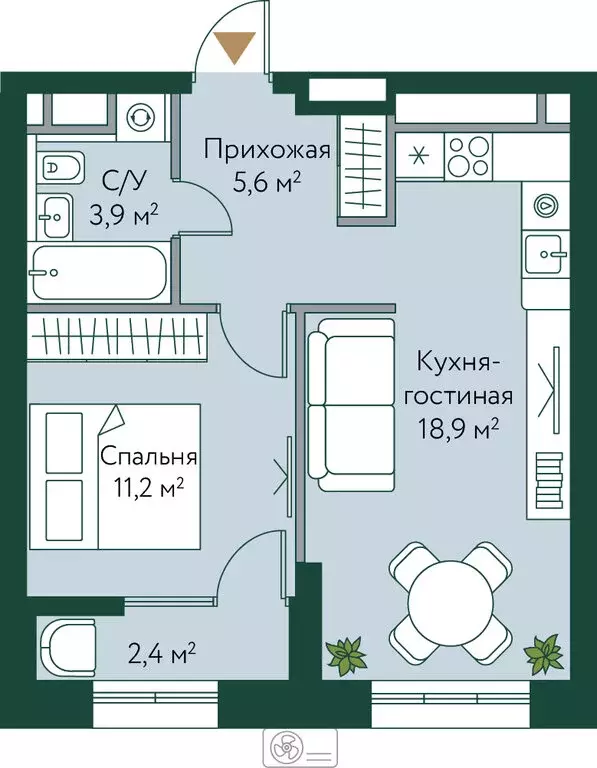 1-комнатная квартира: Волгоград, Новосибирская улица, 74 (42 м) - Фото 1