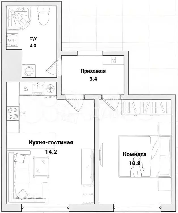1-к. квартира, 32,7 м, 25/25 эт. - Фото 0