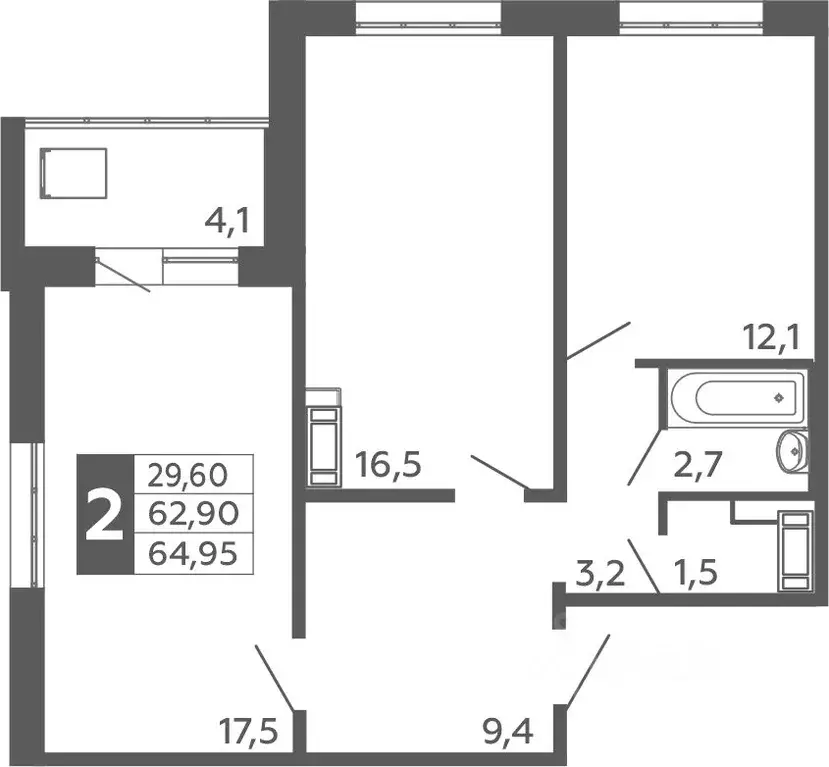 2-к кв. Башкортостан, Уфа Черниковка жилрайон, Калининский-2 мкр, ул. ... - Фото 1