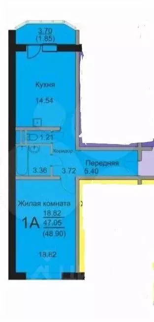 1-к кв. Новосибирская область, Новосибирск Рябиновая ул. (47.1 м) - Фото 0