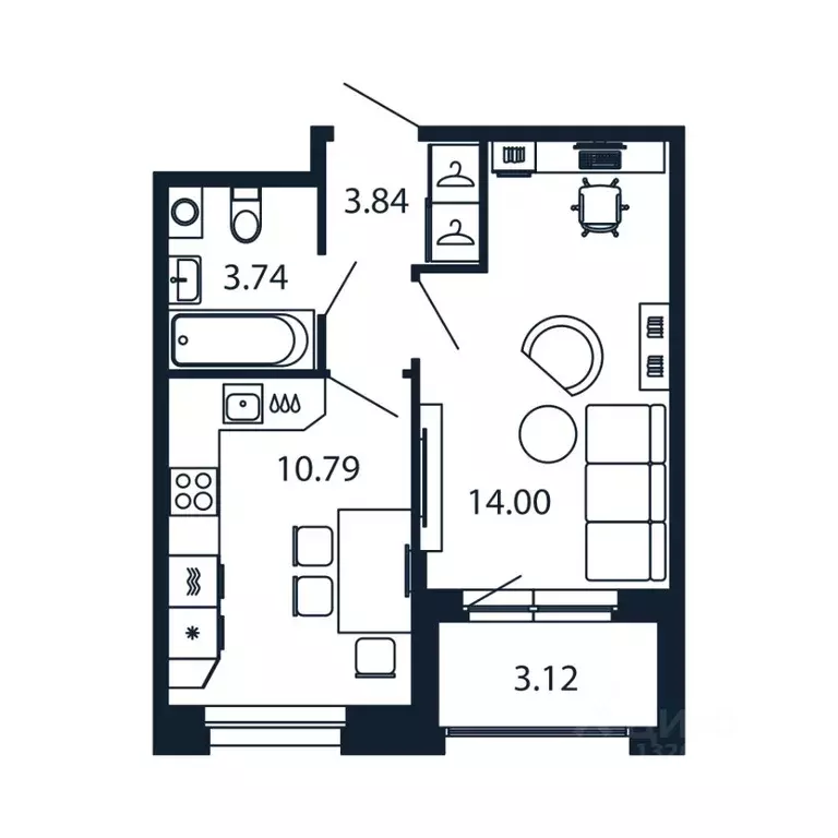 1-к кв. Ленинградская область, Ломоносовский район, Аннинское ... - Фото 1