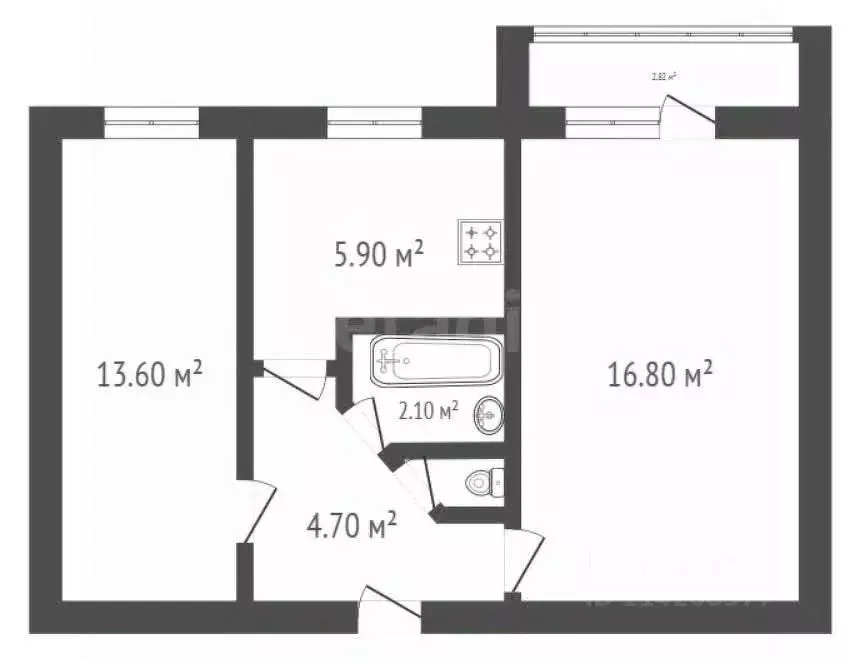2-к кв. Воронежская область, Борисоглебск Юго-Восточный мкр, 13 (44.1 ... - Фото 1