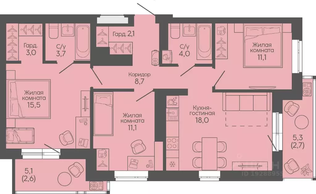 3-к кв. Волгоградская область, Волгоград Трехгорная ул., 27 (82.5 м) - Фото 1