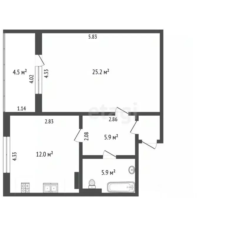 1-к кв. Омская область, Омск ул. 2-я Дачная, 10 (50.9 м) - Фото 2