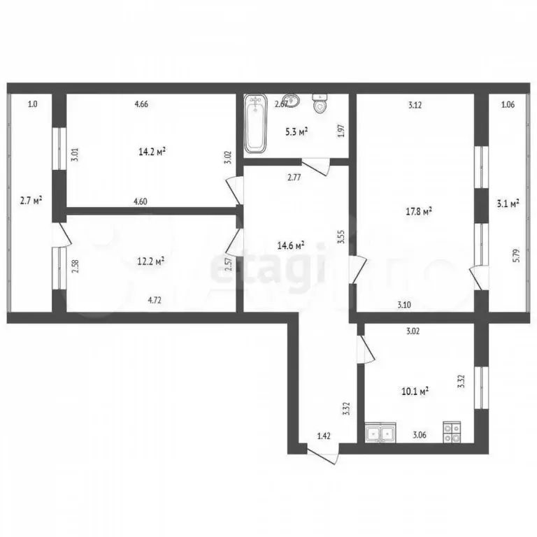 3-к. квартира, 80 м, 1/5 эт. - Фото 0