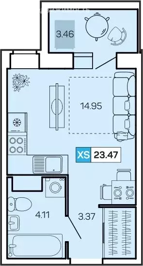 Квартира-студия: Северодвинск, проспект Победы, с43 (23.47 м) - Фото 0