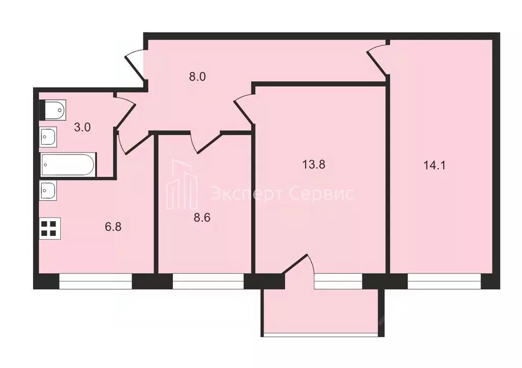 3-к кв. Санкт-Петербург Новочеркасский просп., 62 (55.3 м) - Фото 2