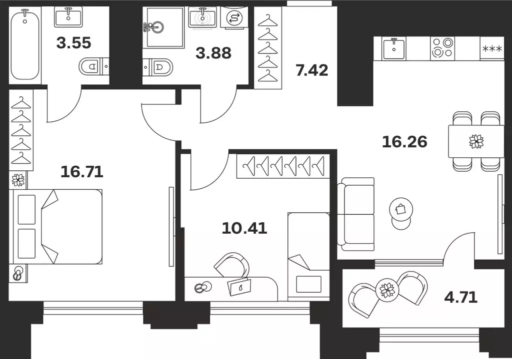 2-к кв. Тульская область, Тула ул. Болотникова, 4 (62.94 м) - Фото 1