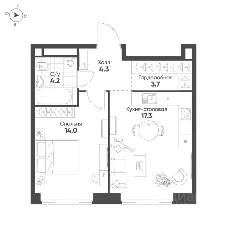 1-к кв. Москва Октябрьская ул., 103 (43.5 м) - Фото 0