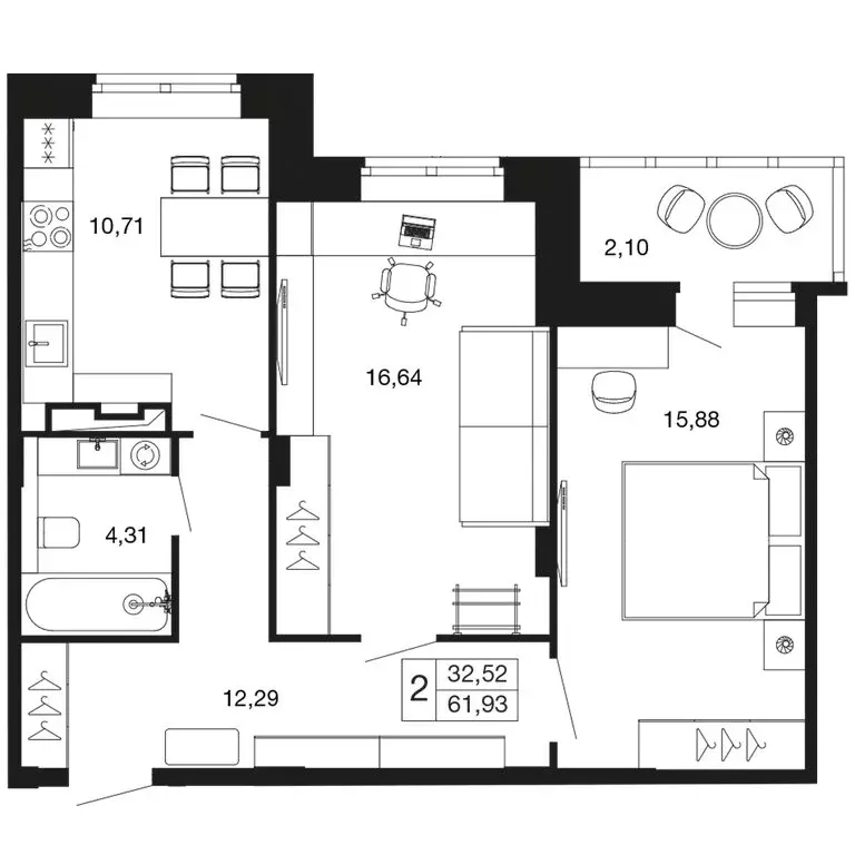 2-комнатная квартира: Апрелевка, жилой комплекс Времена Года, к11 ... - Фото 1