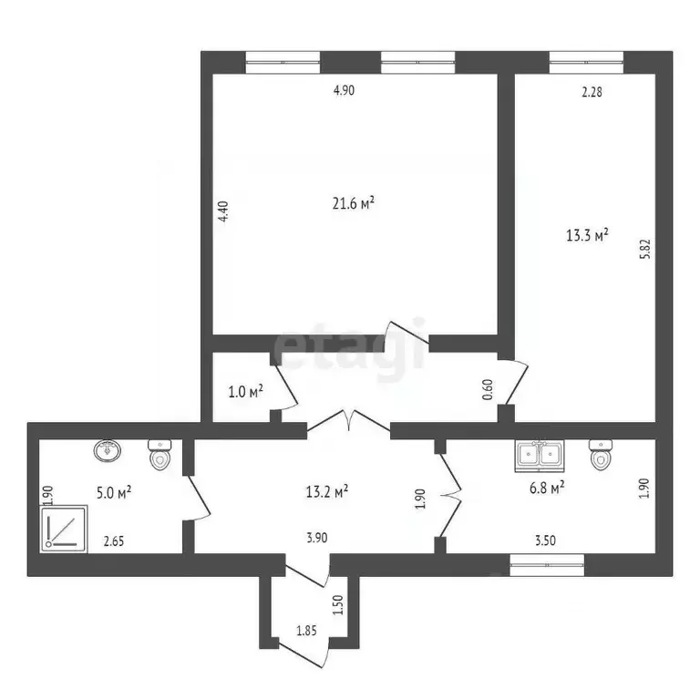 2-к кв. Новгородская область, Окуловка ул. Крупской, 11 (60.9 м) - Фото 1