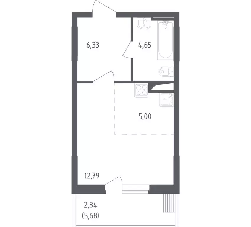 Квартира-студия: посёлок городского типа Жилино-1, 2-й квартал, 1к1 ... - Фото 1