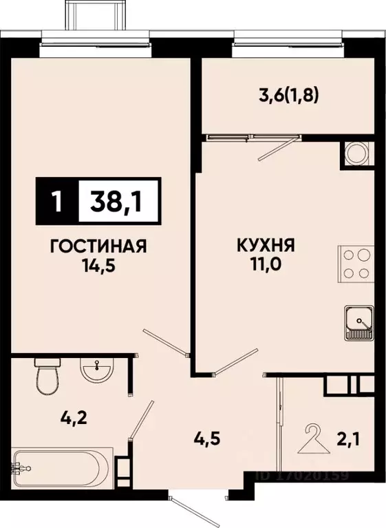 1-к кв. Ставропольский край, Кисловодск Моя Легенда жилой комплекс ... - Фото 1