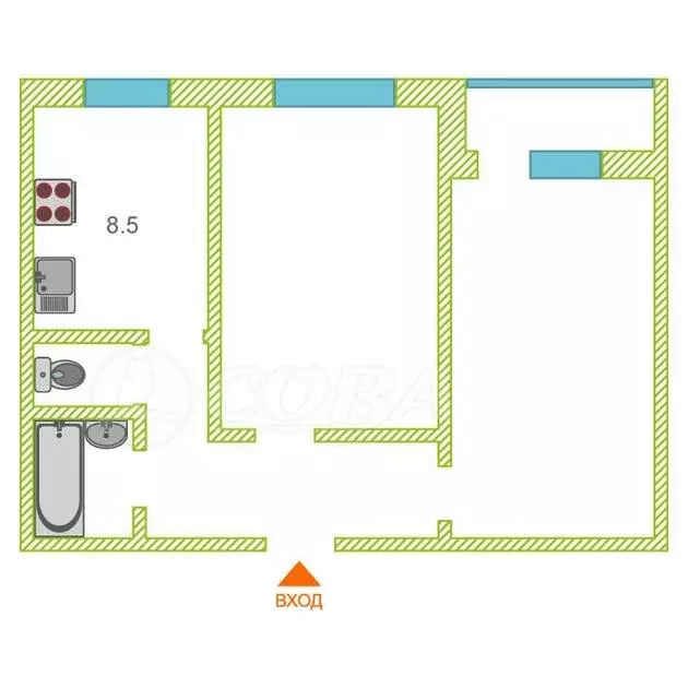 2-комнатная квартира: Тюмень, улица Мебельщиков, 3 (50.8 м) - Фото 1