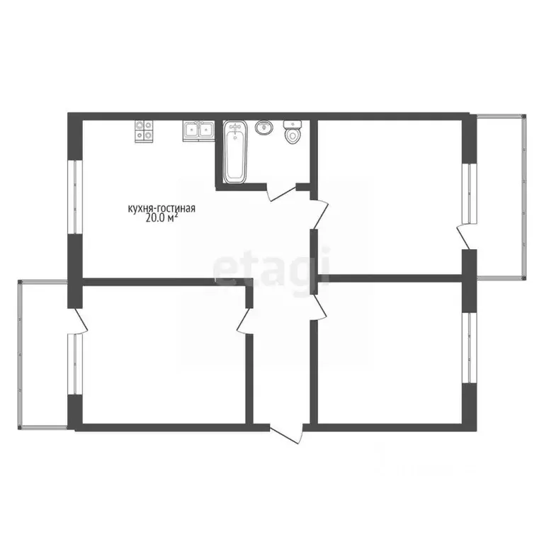 3-к кв. Крым, Ялта муниципальный округ, Массандра пгт ш. Южнобережное, ... - Фото 2