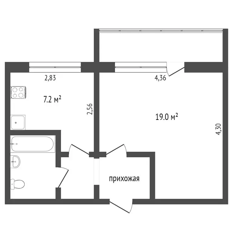 1-комнатная квартира: Тобольск, микрорайон 7А, 18 (29.8 м) - Фото 1